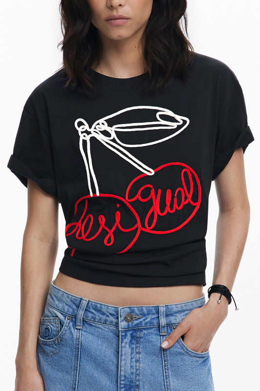 DESIGUAL WOMEN'S SHORT-SLEEVE T-SHIRT BLACK-0